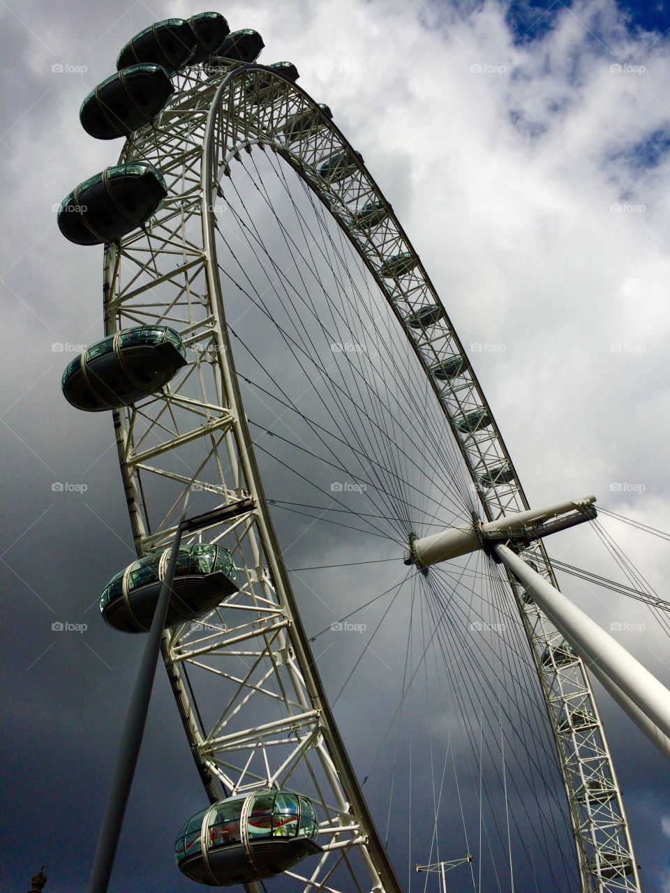 Cloudy skies create a backdrop for the London Eye