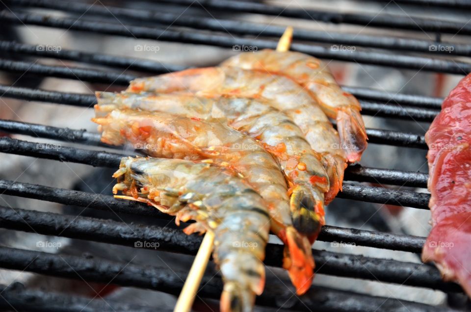 Barbeque and shrimps