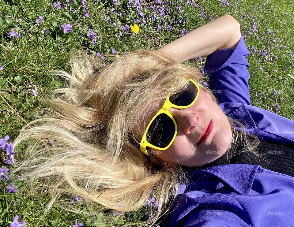 Selfie among the violets 