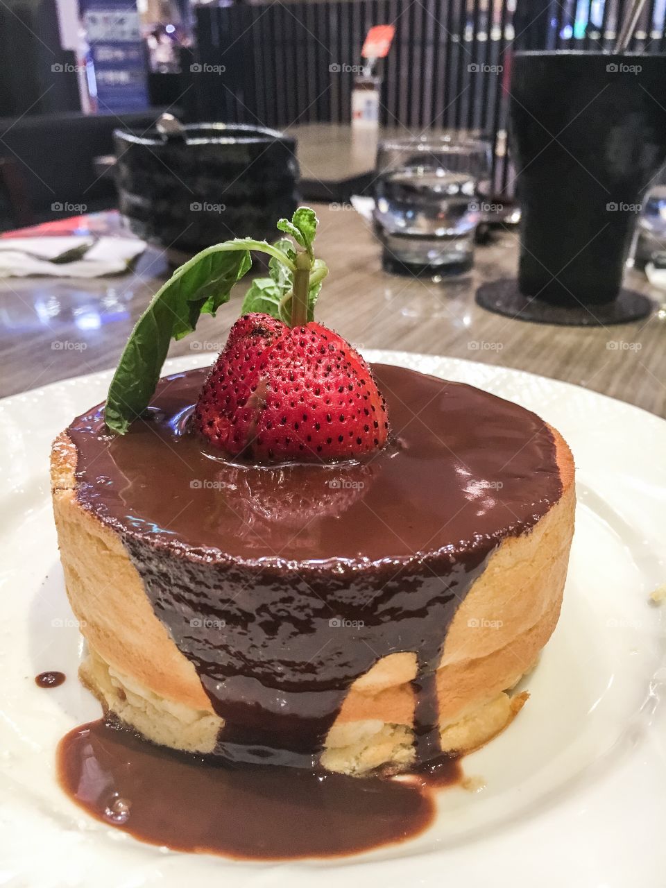 Strawberry and chocolate pancake 