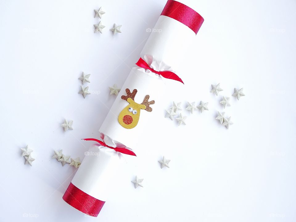 Christmas cracker with silver stars