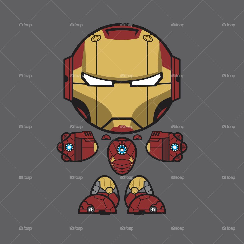 Miniature iron Man figure illustration