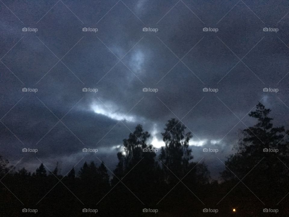 Scary clouds at night in the rain